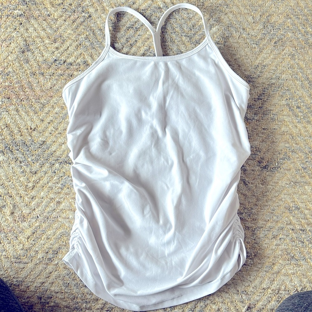 Beyond Yoga Maternity Racerback Tank Large in White Beyond the Bump